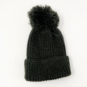 Steve Madden | Women's Dark Green Ribbed Pom Pom Beanie Hat (One Size)